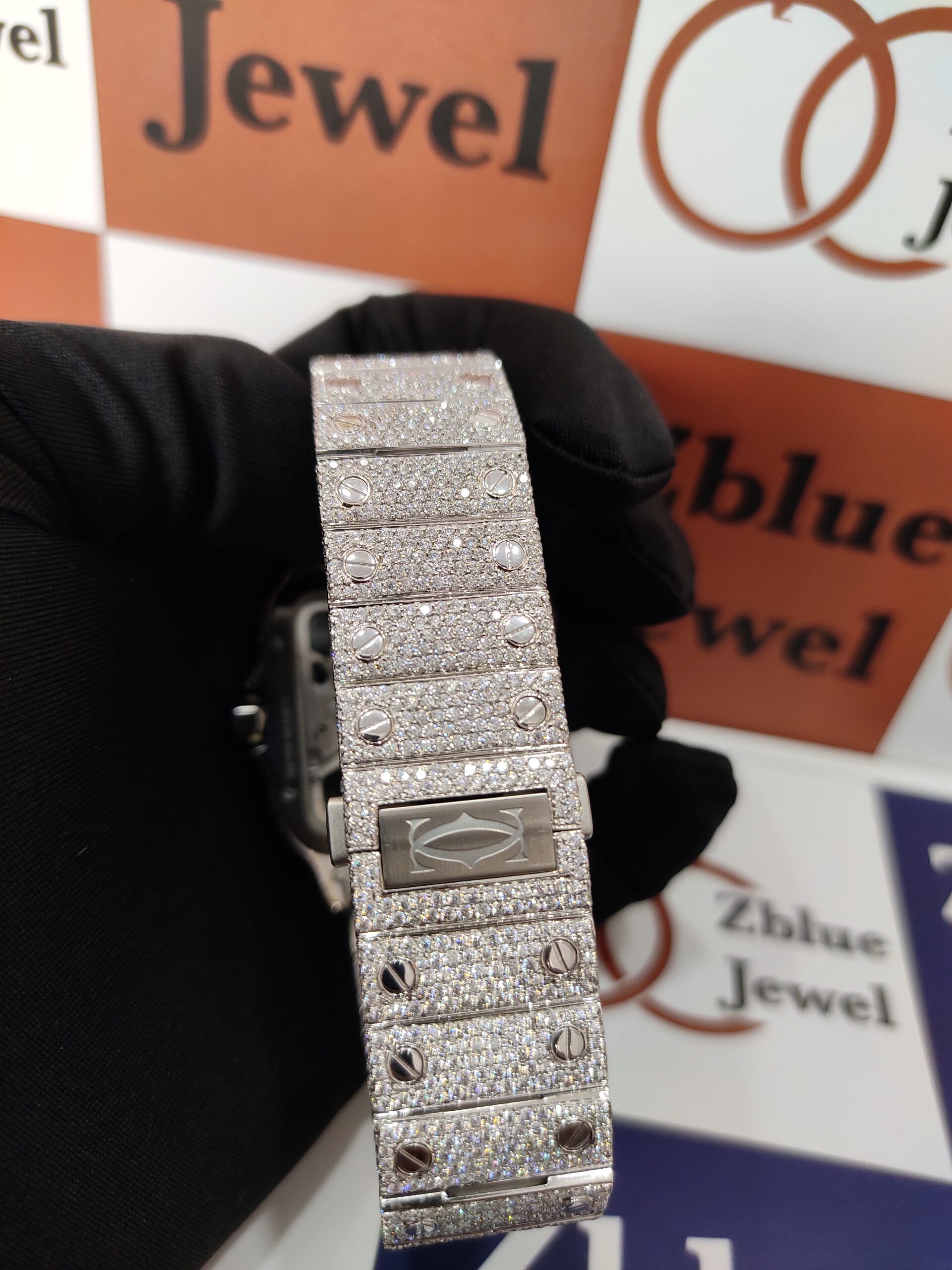 DEF VVS Moissanite Studded Watch | Cartier Skeleton Iced Out Moissanite ...